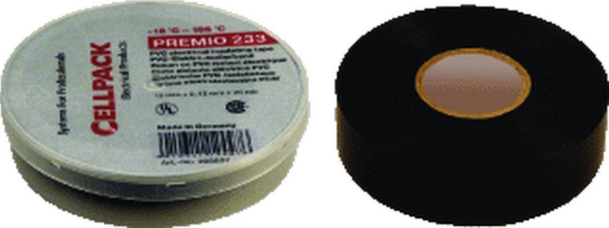 CellPack 233 0.18-19-20 sw 223607 Isoleringsbånd Premio 233 Sort (L x B) 20 m x 19 mm 1 stk