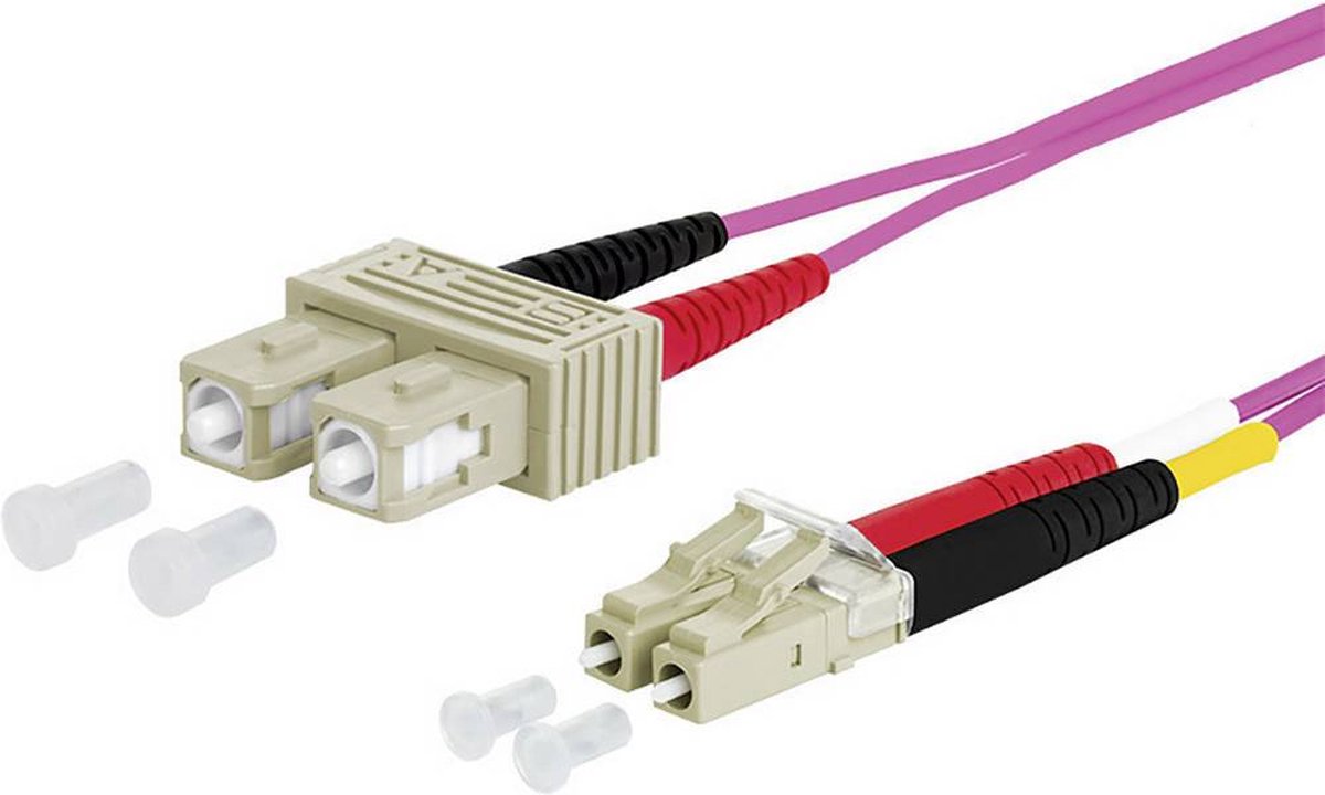 Metz Connect 151S1EOJO20E Glasfiber Lyslederkabel Tilslutningskabel 2.00 m Violet [2x SC-stik - 2x LC-stik] 50/125 µ Multimode OM4