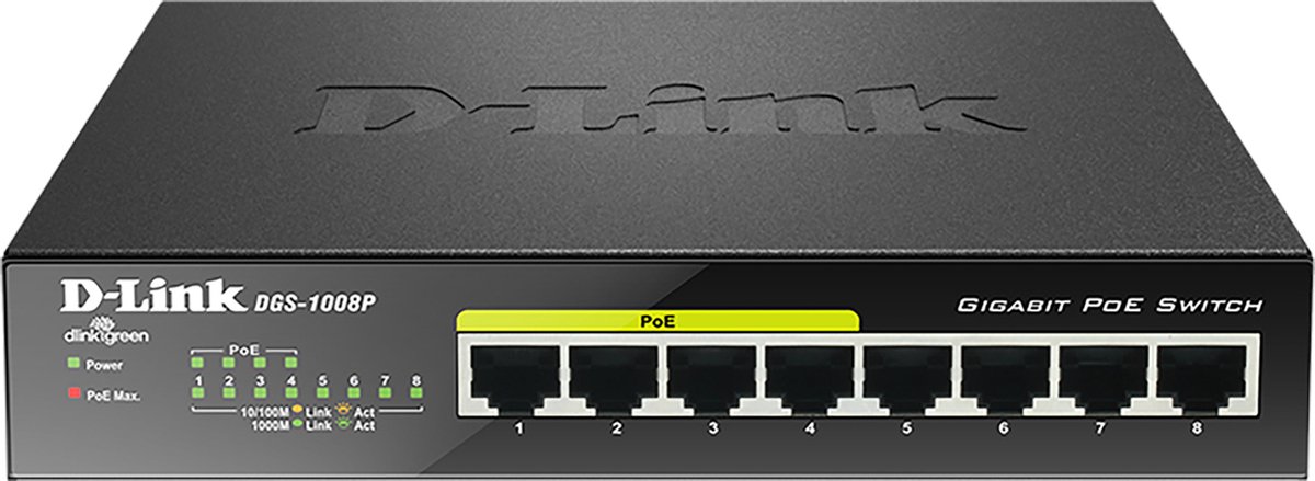 D-Link DGS-1008P/E DGS-1008P Strømforsyning-switch 8 porte 1 GBit/s PoE-funktion