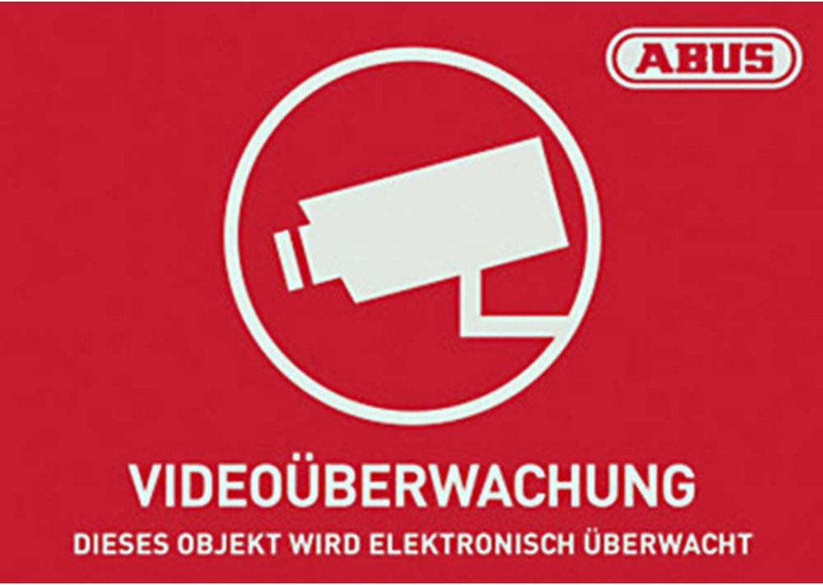 ABUS AU1421 Advarselsmærkat Videoovervågning Sprog Tysk (B x H) 74 mm x 52.5 mm