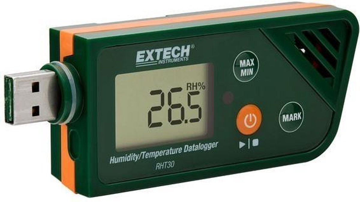 Extech RHT30 RHT30 Multi-datalogger Mål Luftfugtighed, Temperatur -30 til +70 °C 0.1 til 99.9 % rF PDF-funktion