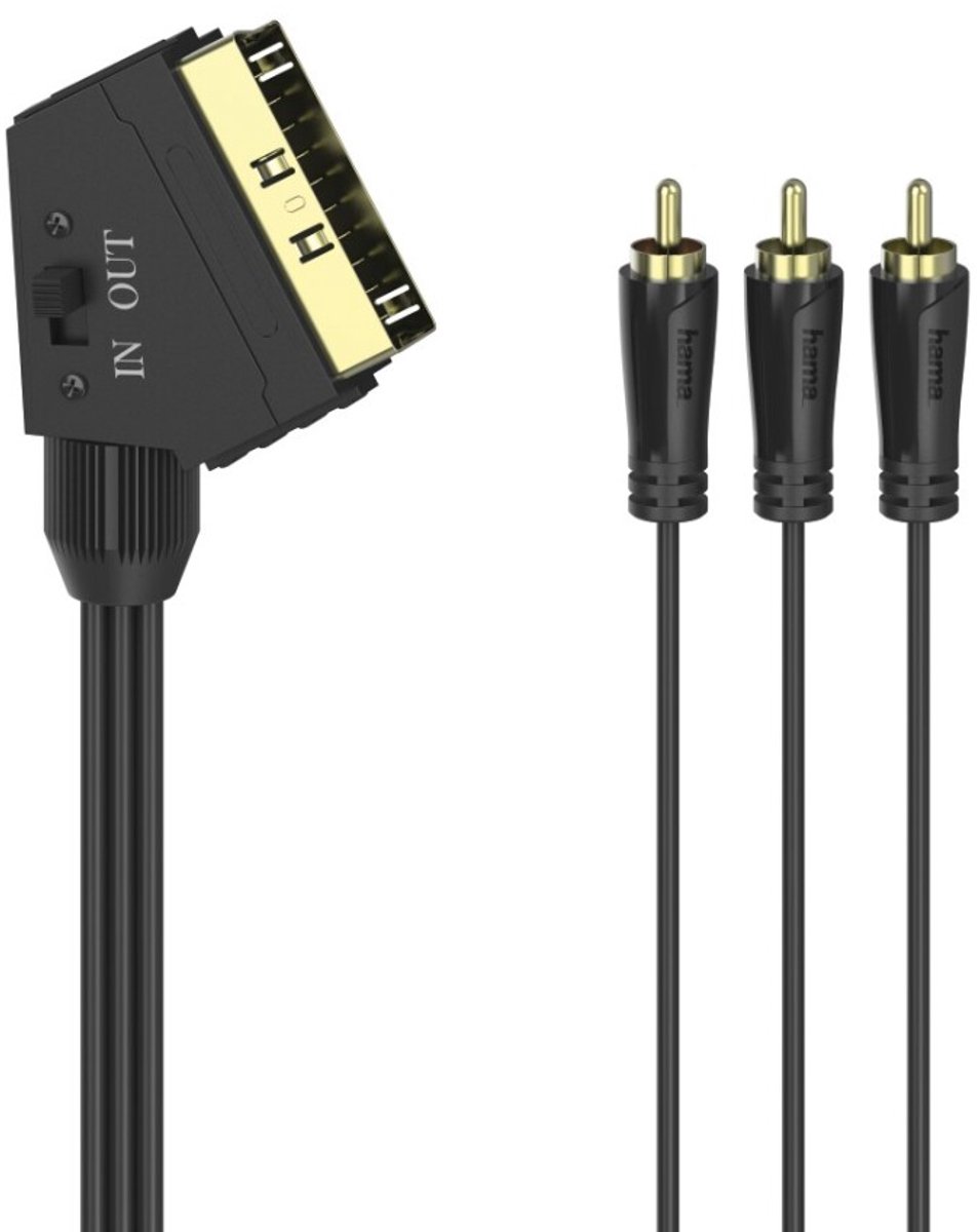 Hama Phono / Scart AV Tilslutningskabel [3x Cinch-stik - 1x SCART-stik] 1.5 m Sort