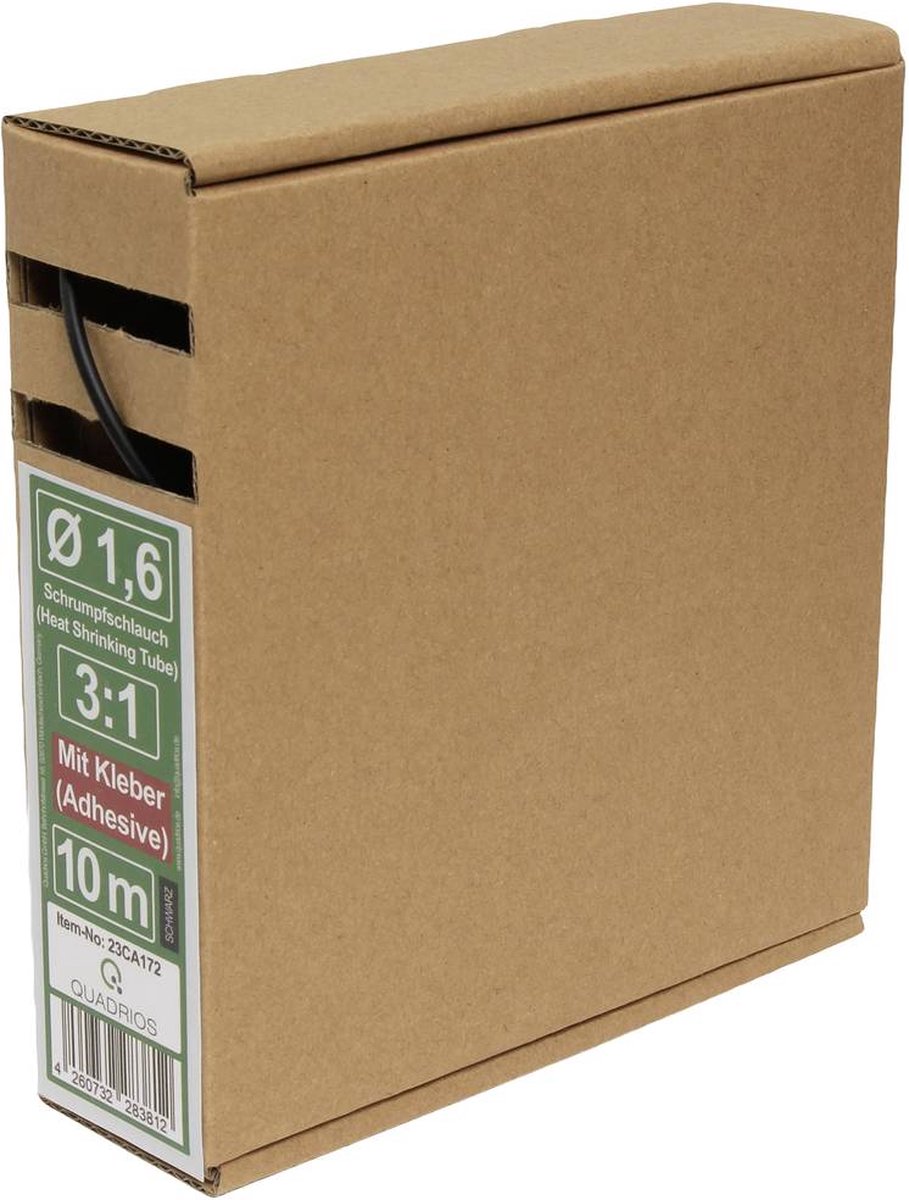 Quadrios 23CA172 Krympeslange med lim Sort 1.6 mm Krympningshastighed:3:1 10 m