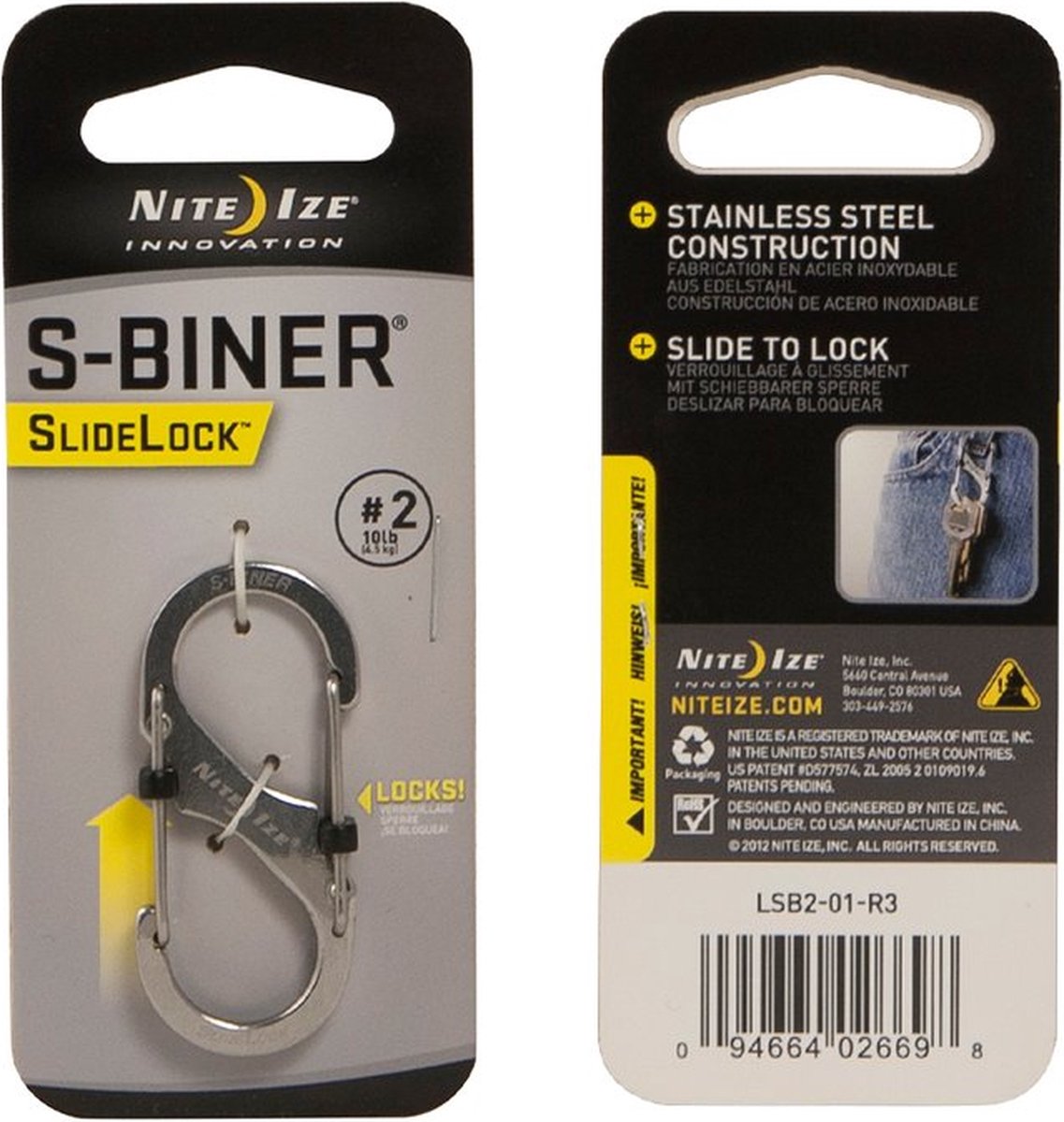 NITE Ize NI-LSB2-11-R3 Karabinhage SideLock S-Biner 2 50 mm x 22 mm x 8 mm 1 stk