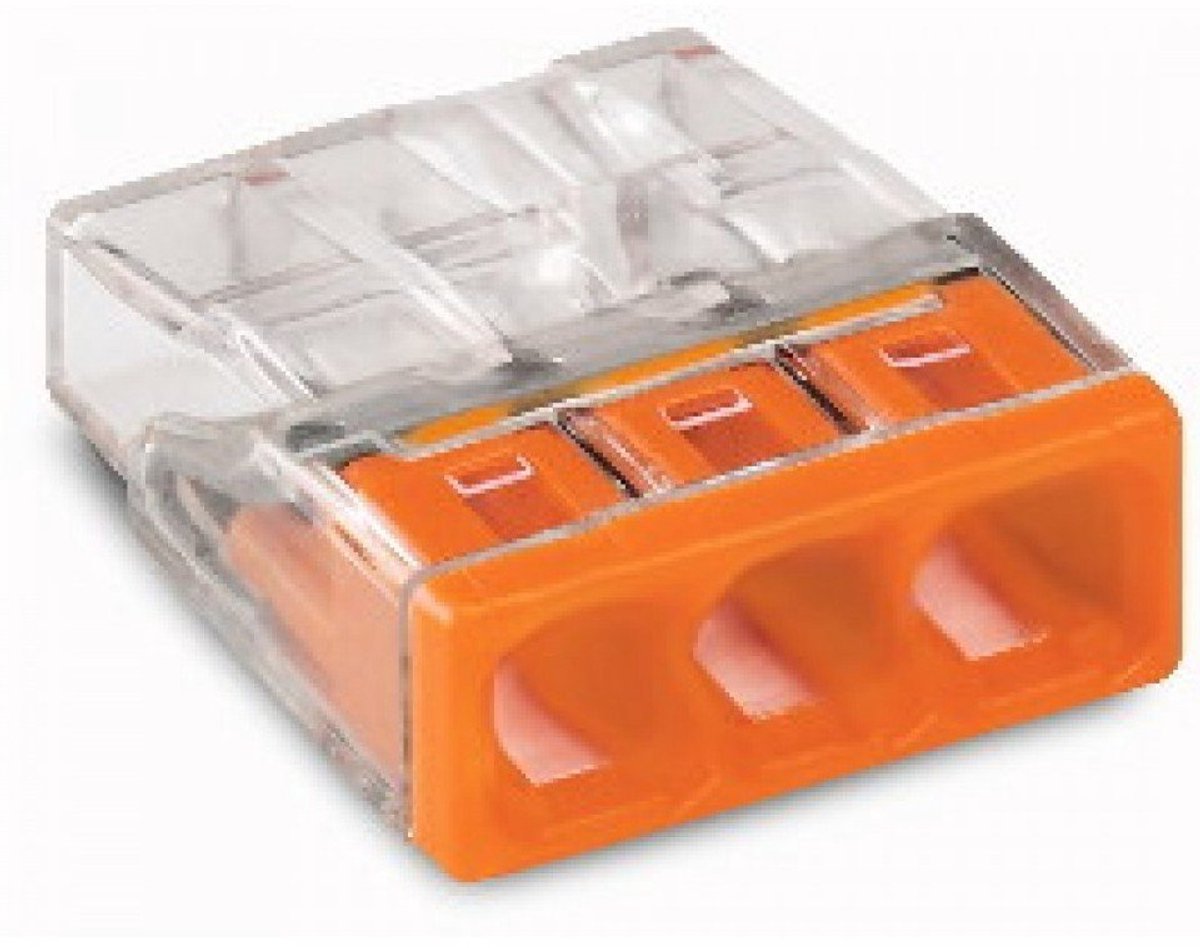 Dåseklemme stift: 0.5-2.5 mm² Poltal: 3 WAGO 2273 100 stk Transparent, Orange