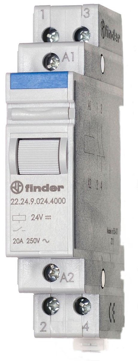 Finder 22.24.9.024.4000 Industrirelæ Brydestrøm (max.): 20 A 2 x brydekontakt Piece 1 stk