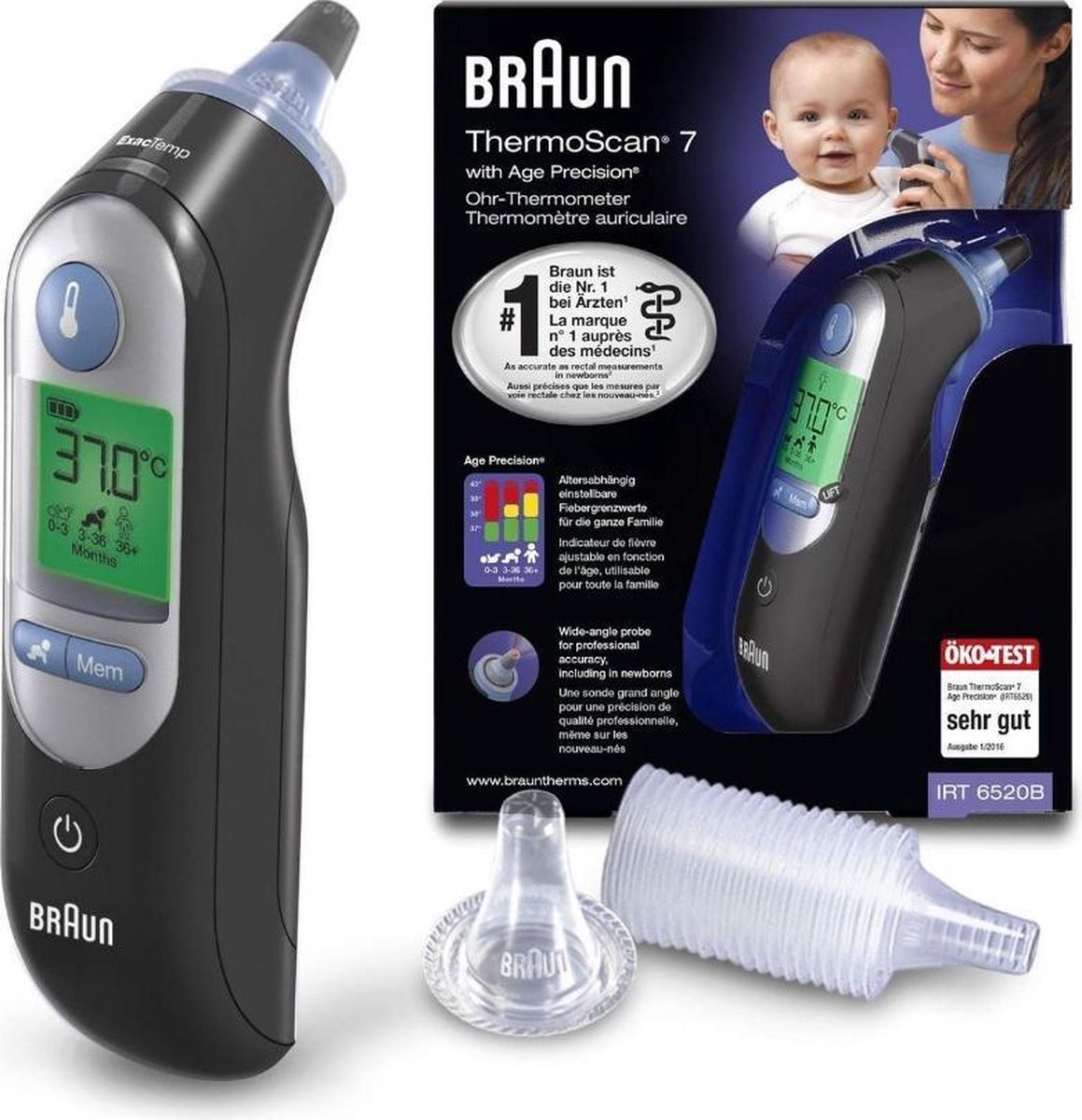 Braun ThermoScan 7 Infrarød febertermometer Forvarmet målespids