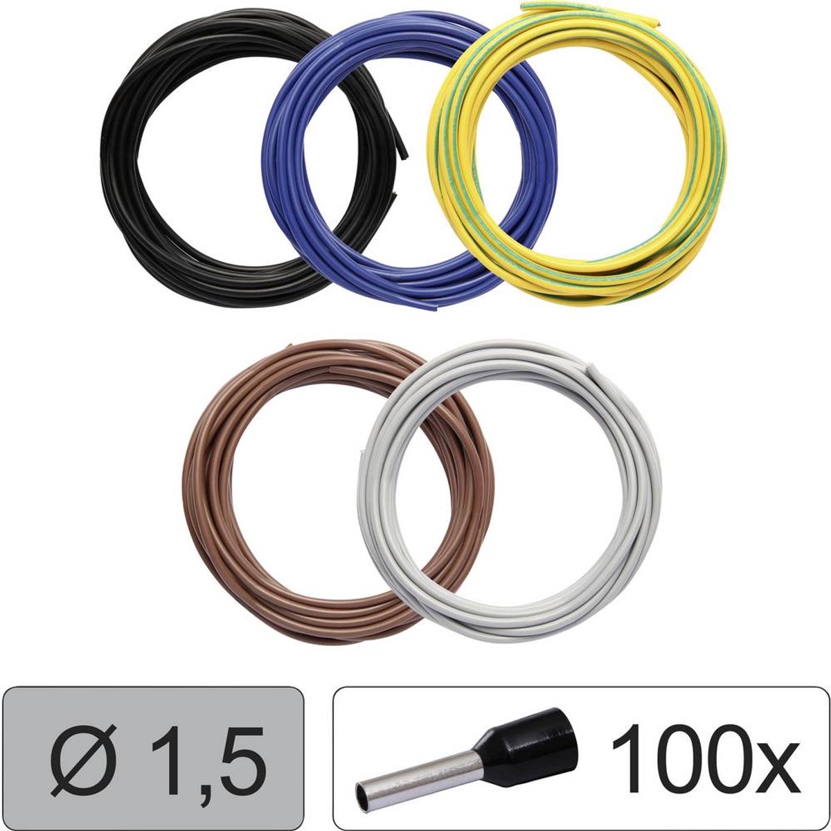 Quadrios 25CW118 Enkeltleder LiFY 1.5 mm² Sort, Blå , Gulgrøn, Brun, Grå 1 Set