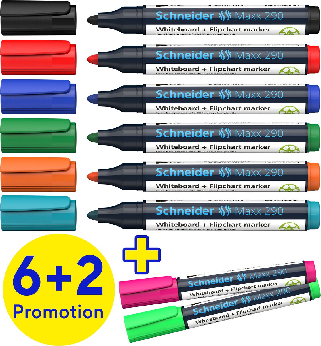 Schneider Schreibgeräte Whiteboard-Marker Maxx 290 8er Set sortiert, 6+2 Aktion 129098 whiteboardmarker 8 stk