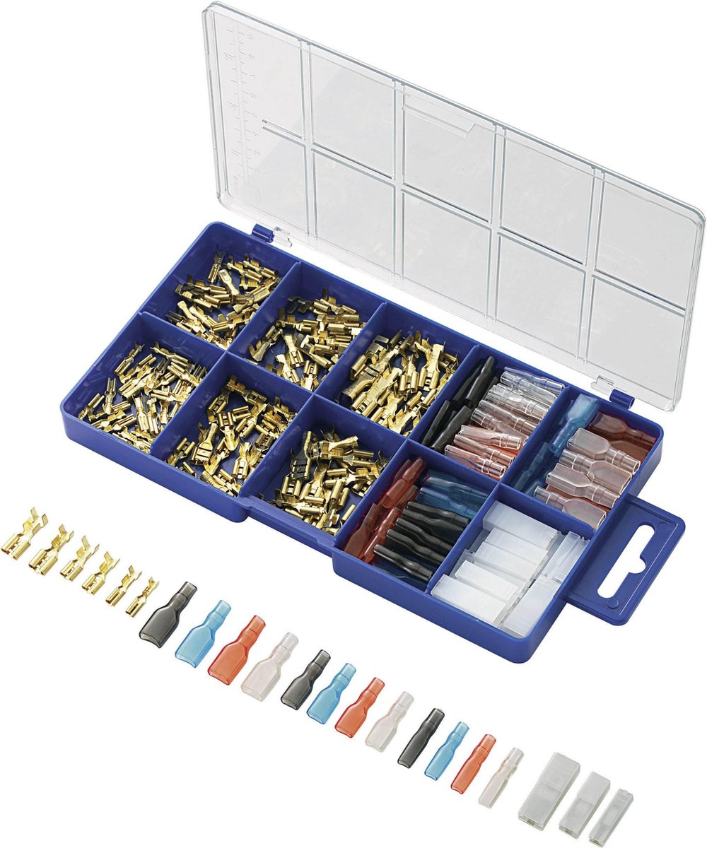 TRU COMPONENTS 739647 Klemmeforbindelsesstykker-sortiment 0.104 mm² - 2.50 mm² Transparent, Sort, Rød, Blå 260 stk
