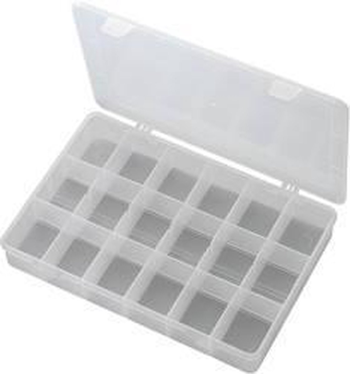 TRU COMPONENTS PP18-01 Sortimentskasse (L x B x H) 278 x 192 x 43 mm Antal fag: 18 Fast underopdeling Indhold 1 stk