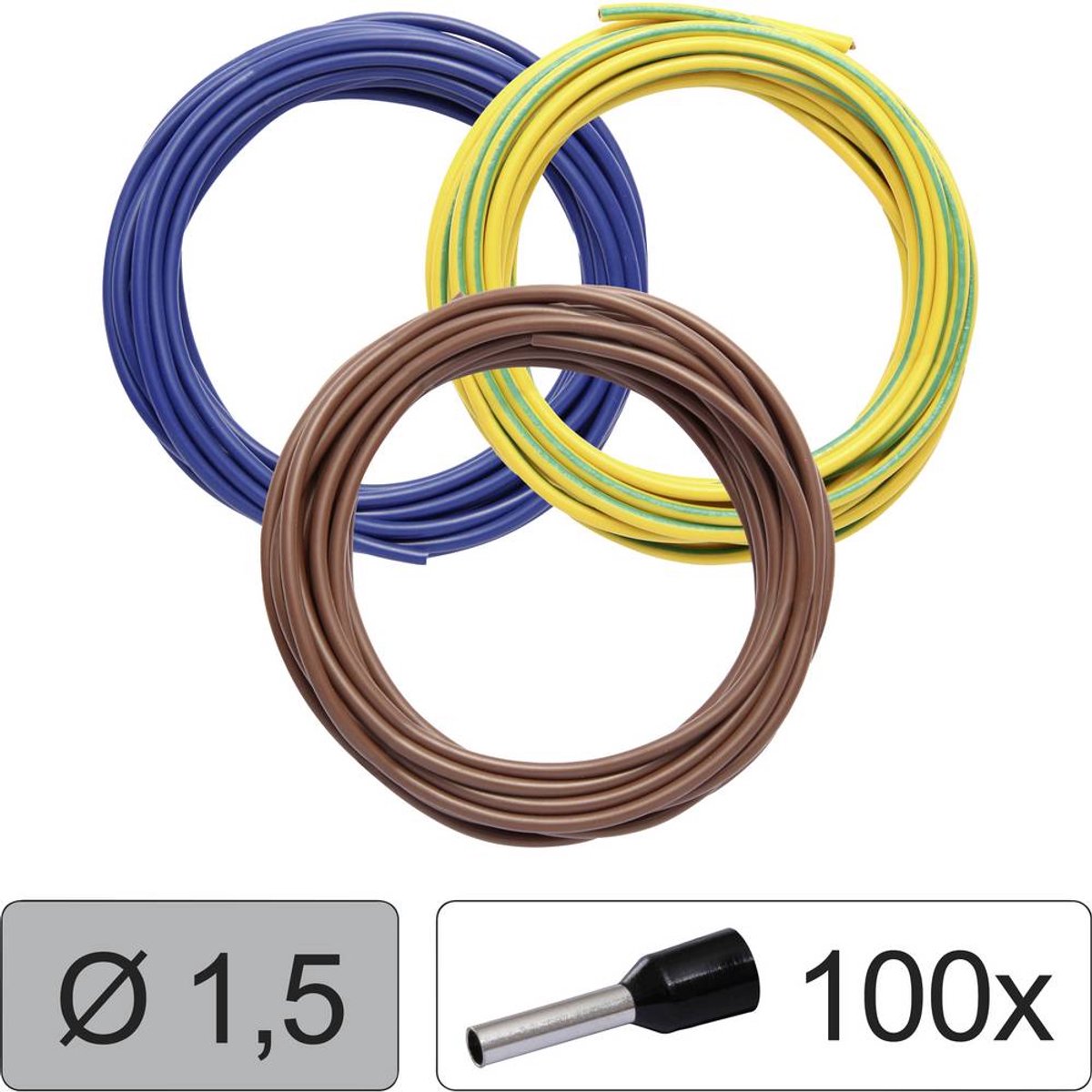 Quadrios 25CW123 Enkeltleder LiFY 1.5 mm² Blå , Brun, Gulgrøn 1 Set