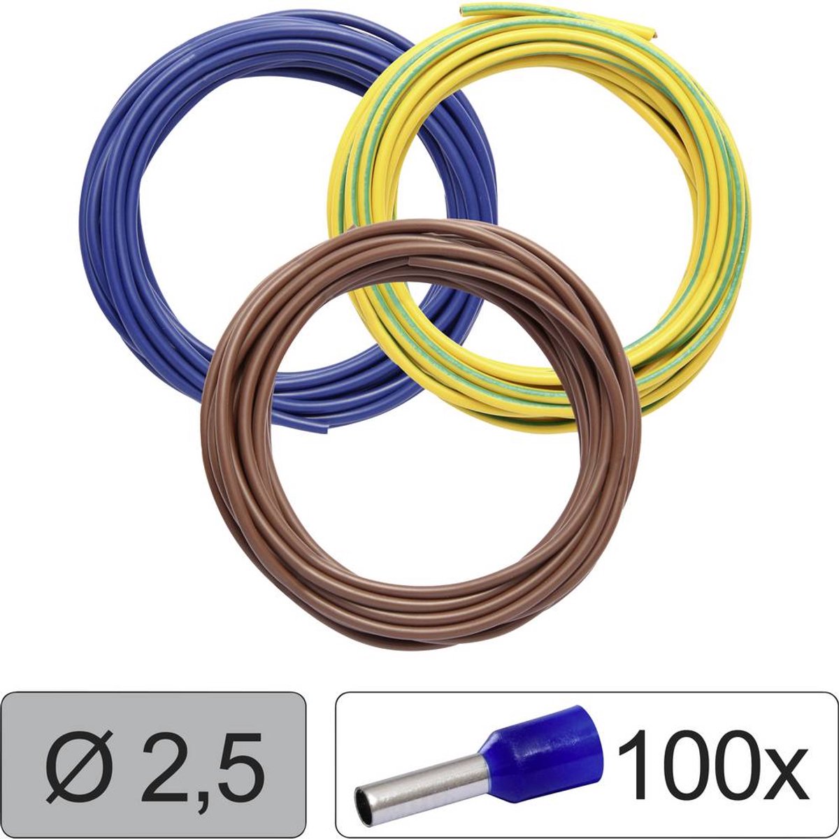 Quadrios 25CW124 Enkeltleder LiFY 2.5 mm² Blå , Brun, Gulgrøn 1 Set
