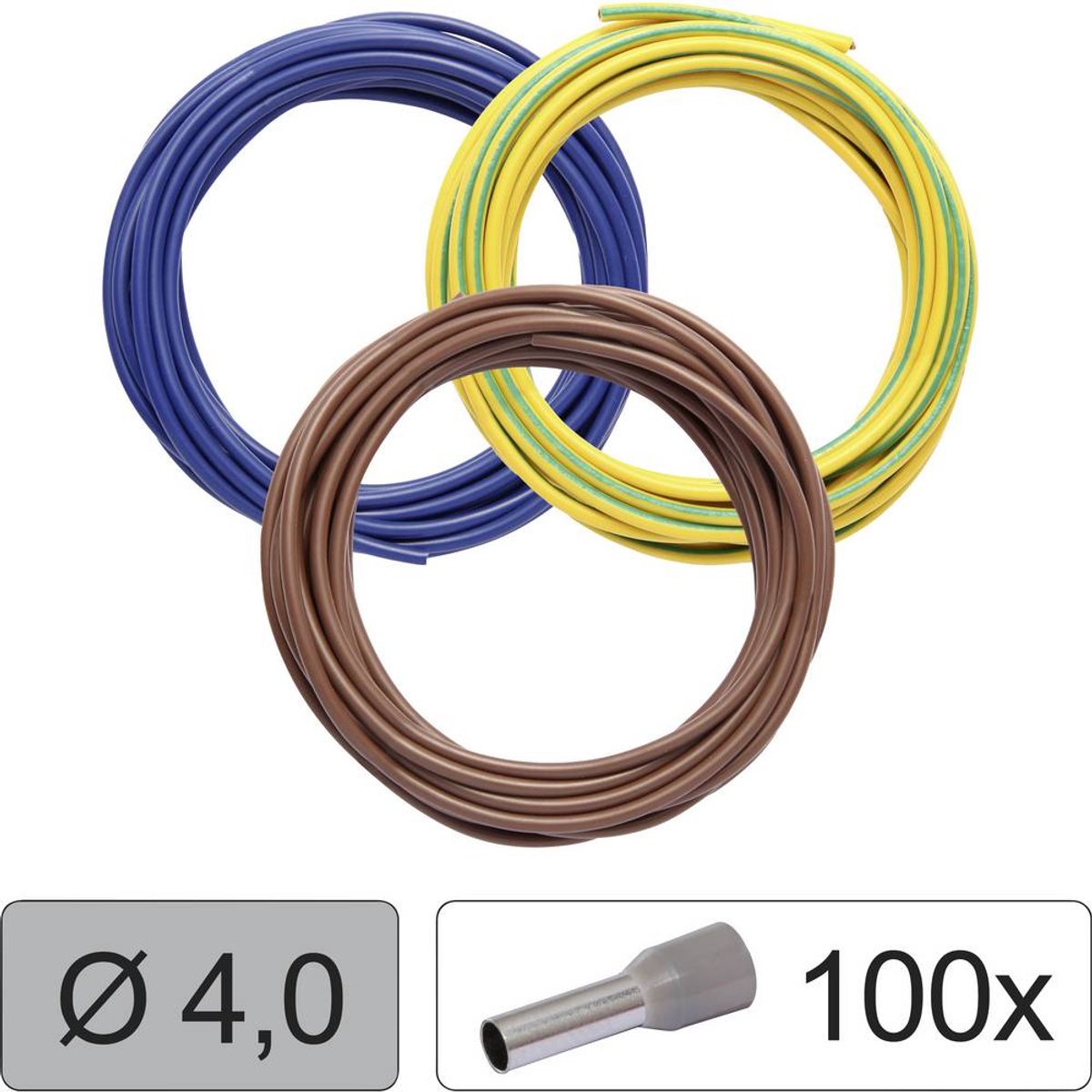 Quadrios 25CW125 Enkeltleder LiFY 4.0 mm² Blå , Brun, Gulgrøn 1 Set