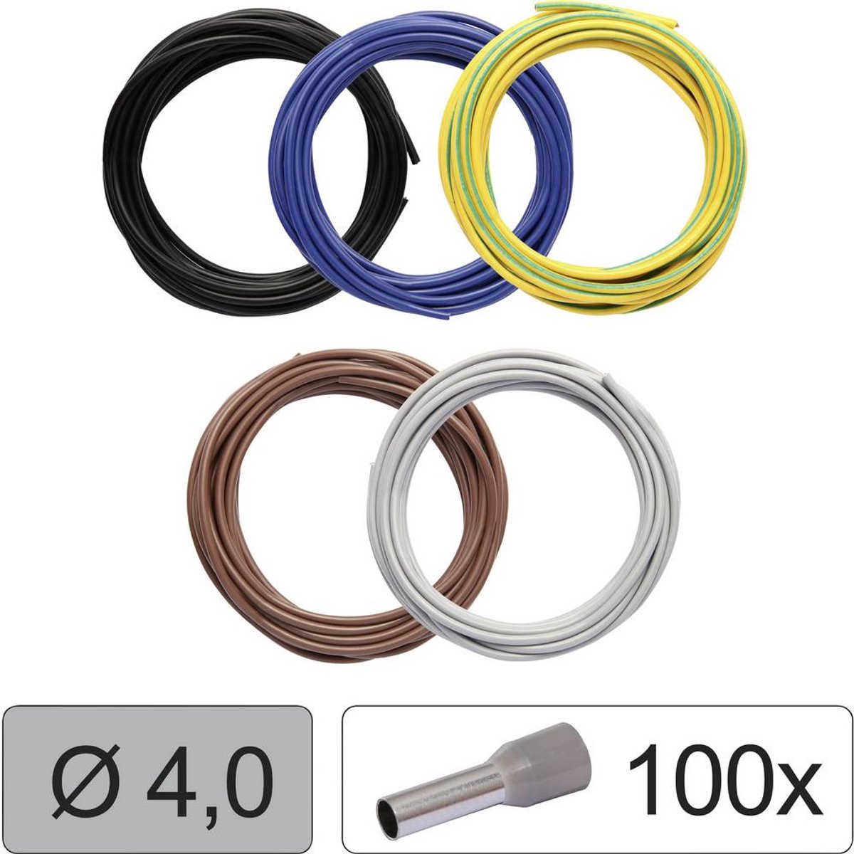 Quadrios 25CW120 Enkeltleder LiFY 4.0 mm² Sort, Blå , Gulgrøn, Brun, Grå 1 Set