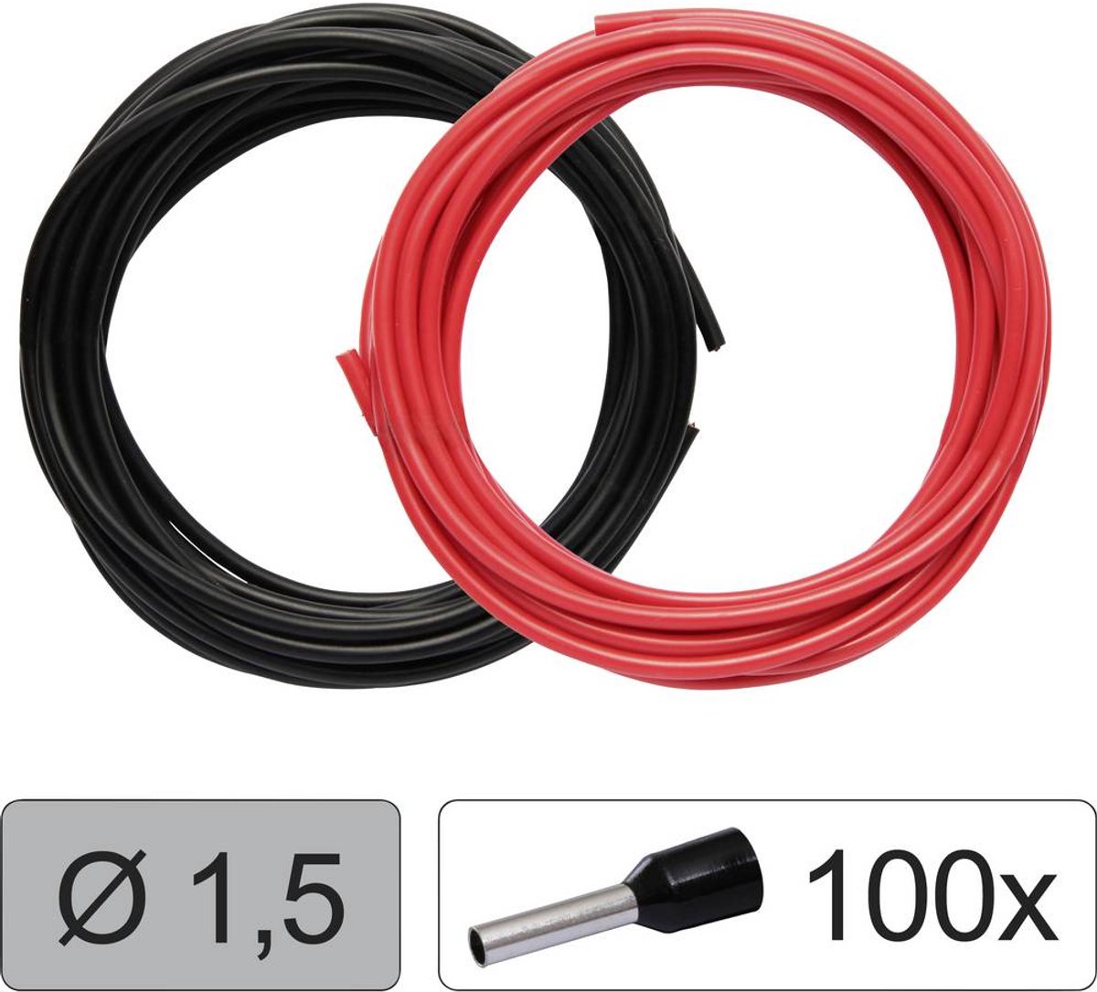 Quadrios 25CW128 Enkeltleder LiFY 1.5 mm² Rød, Sort 1 Set