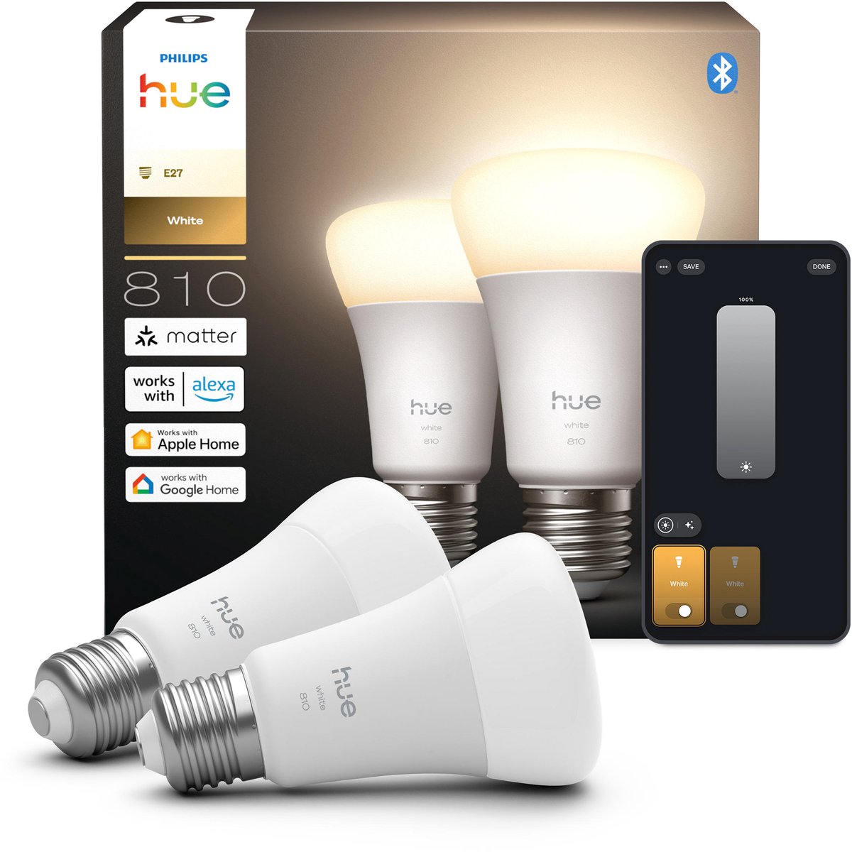 Philips Hue LED-pærer 929003856005 EEK: E (A - G) Hue White E27 Varmhvid