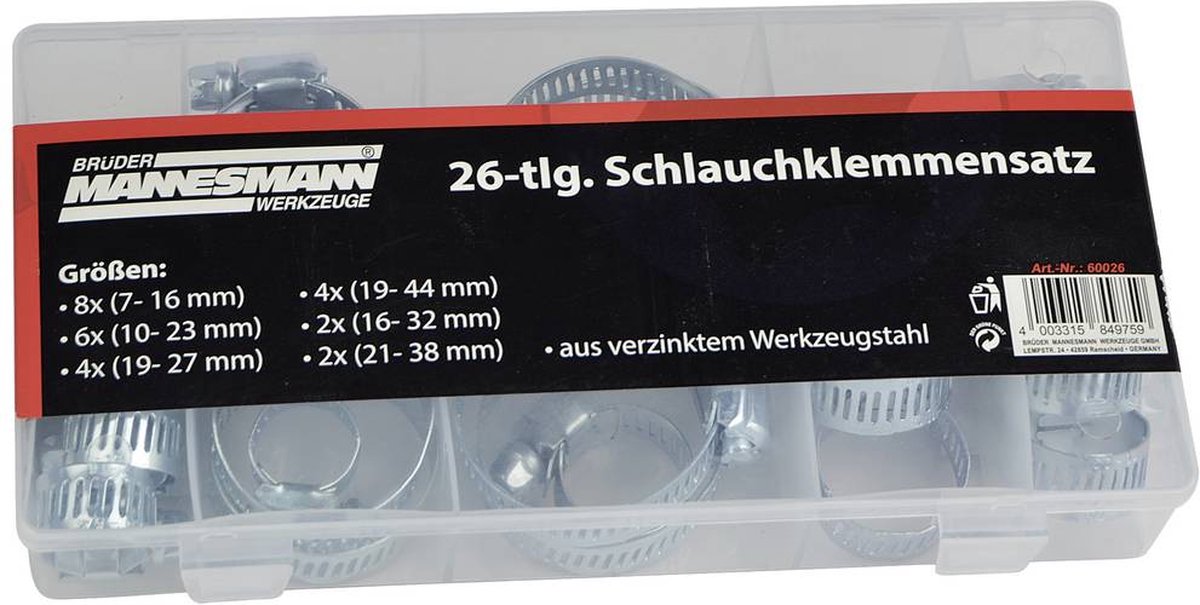 Brüder Mannesmann Slangerørholdere M60026 Bundt-Ø-område 7 til 44 mm 1 Set