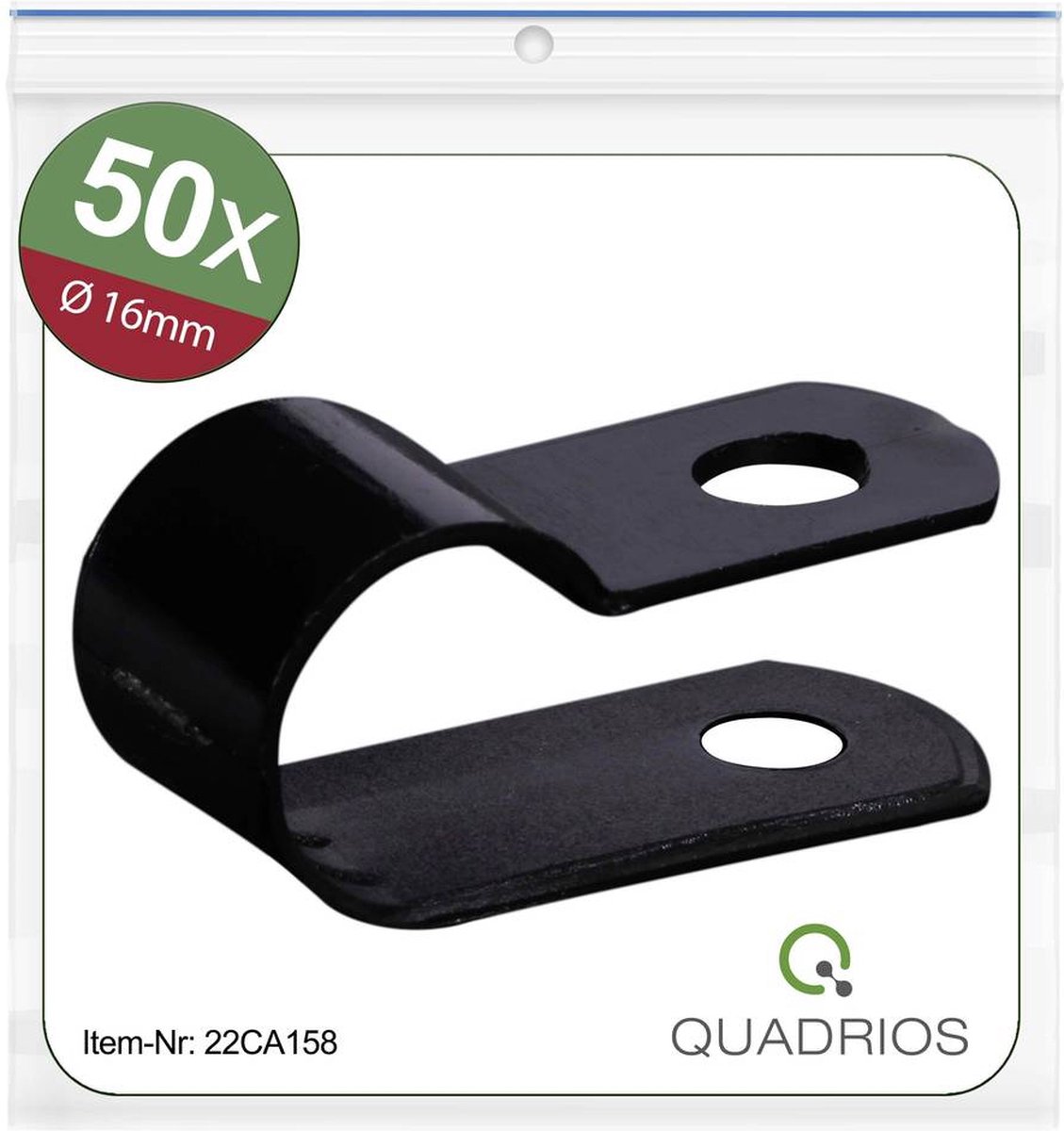 Quadrios 22CA158 Befæstigelsesbånd Skruebar 22CA158 Bundt-Ø-område 16 mm (max) Sort 1 Set