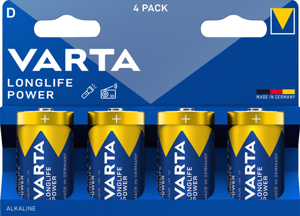 D-batteri Varta VARTA Longlife Power D Blister 4 Alkali-mangan 1.5 V 4 stk