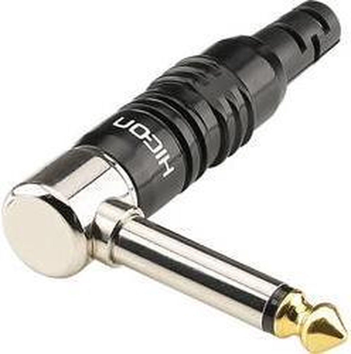 Hicon HI-J63MA07 Jack-stik 6,35 mm Stik, vinklet Poltal: 2 Mono Sort 1 stk