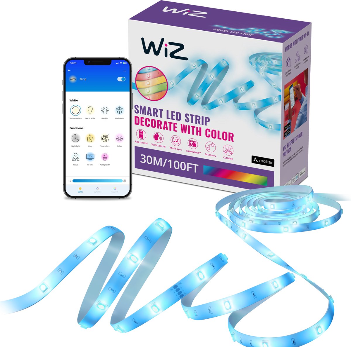 WiZ 8720169077102 LED-striber 30000 mm RGB 30 m