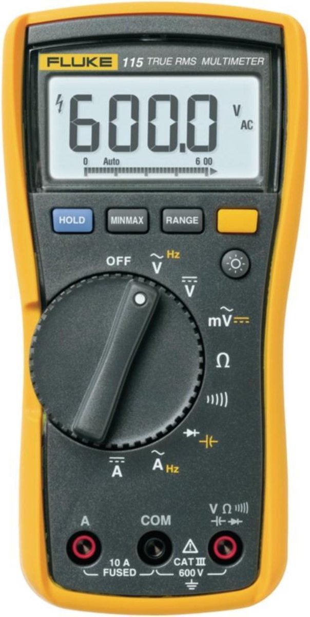 Fluke 2583583 Hånd-multimeter digital med skærmbaggrundsbelysning, gennemgangsprøvning, Datalogger CAT III 600 V Visning (counts): 6000