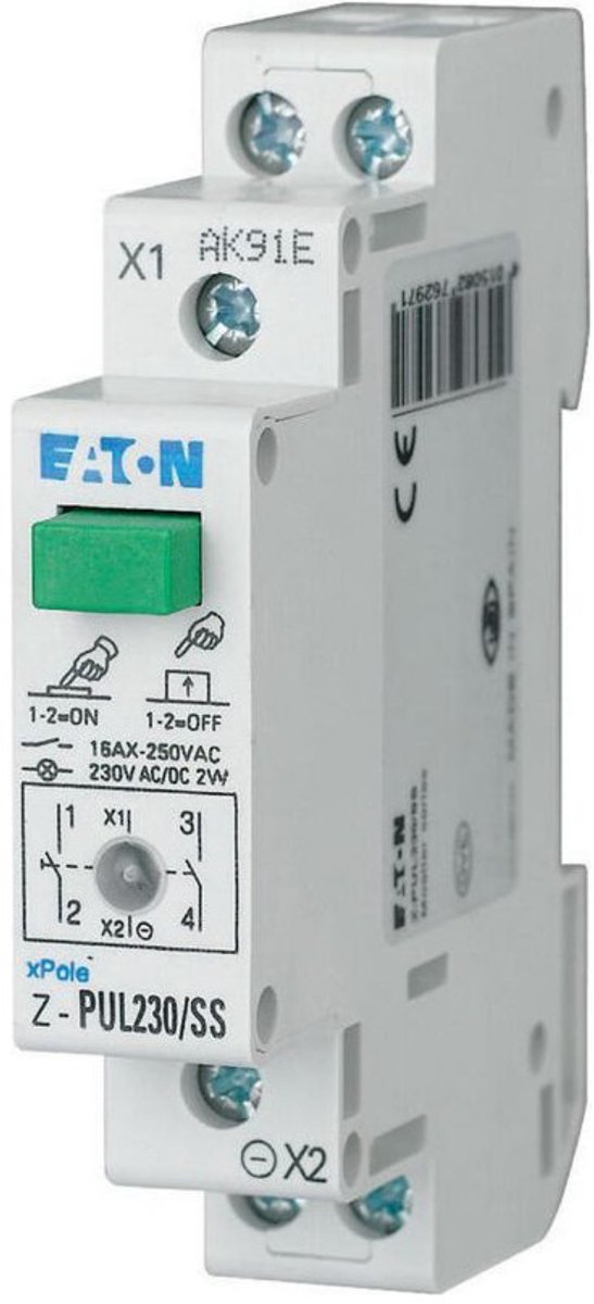 Stødstrømskontakt Orange 16 A 2 x sluttekontakt 230 V/AC, 230 V/DC Eaton Y7-276297