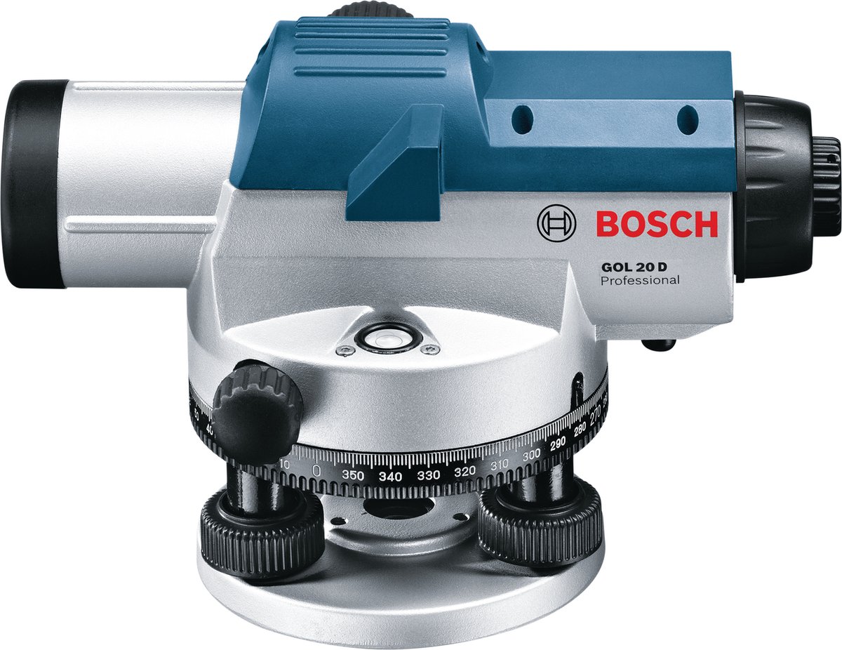 Bosch Professional GOL 20 D + BT160 + GR500 Optisk nivelleringsapparat inkl. stativ Rækkevidde (max.): 60 m Optisk zoom (max.): 20 x
