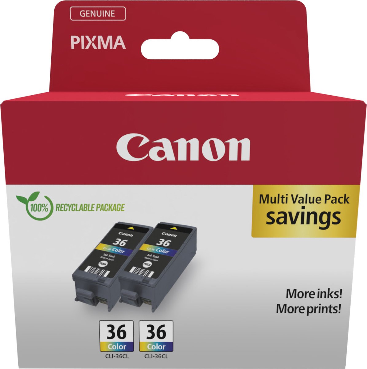 Canon Blæk CLI-36 Original Pakke med 2 stk. Farve 1511B025