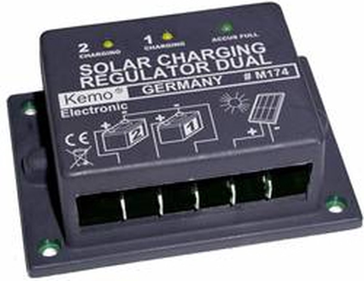 Kemo Dual M174 Solcelle-opladningsregulator Serie 12 V 16 A