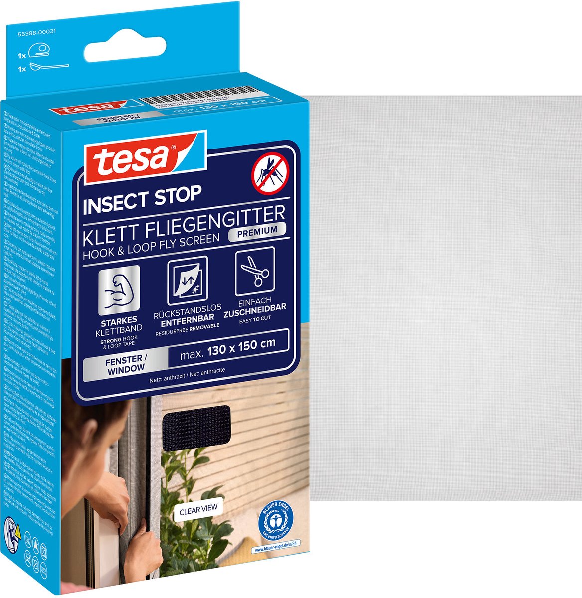 tesa PREMIUM 55388-00021-01 Fluegitter (B x H) 1500 mm x 1300 mm Antracit 1 stk