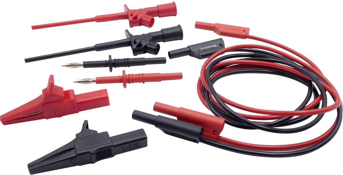 Schnepp 354 000061 Sikkerhedsprøveledning sæt Testspids, Krokodilleklemme, 4 mm-stik 4 mm-stik Sort, Rød 1 Set
