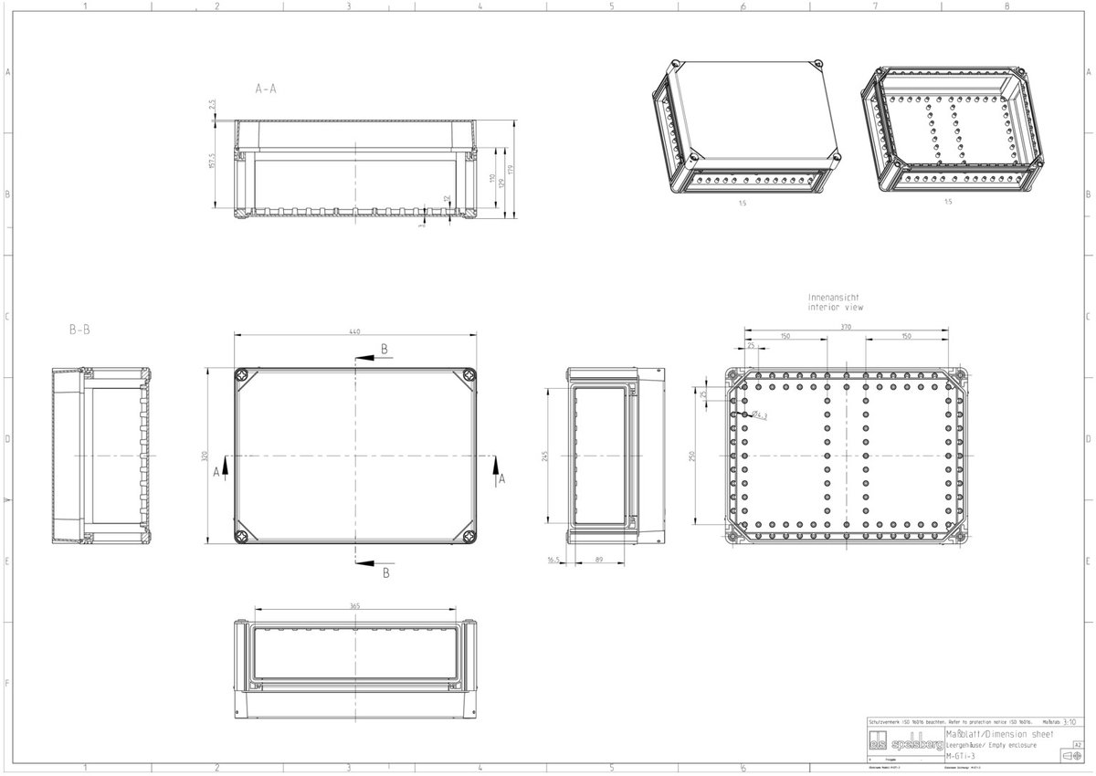 Spelsberg GTI 3-g Installationskabinet 320 x 440 x 179 x 179 Polykarbonat Grå 1 stk Piece