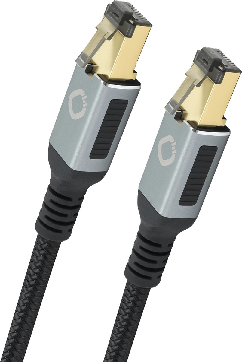 Oehlbach D1C13355 RJ45 Netværkskabel, patchkabel CAT 8.1 5.00 m Sort forgyldte stik, tredobbelt skærmning 1 stk