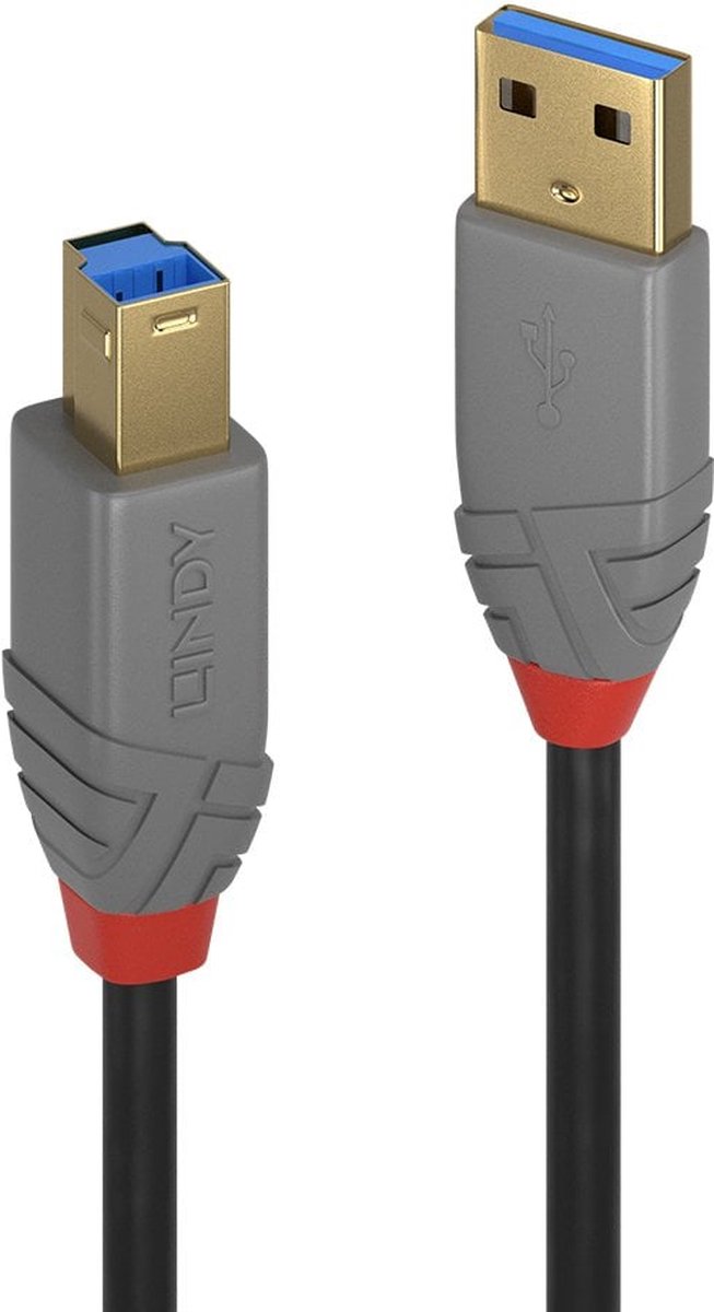 LINDY USB-kabel USB 3.2 Gen1 USB-A-hanstik, USB-B-hanstik 5.00 m Sort 36744