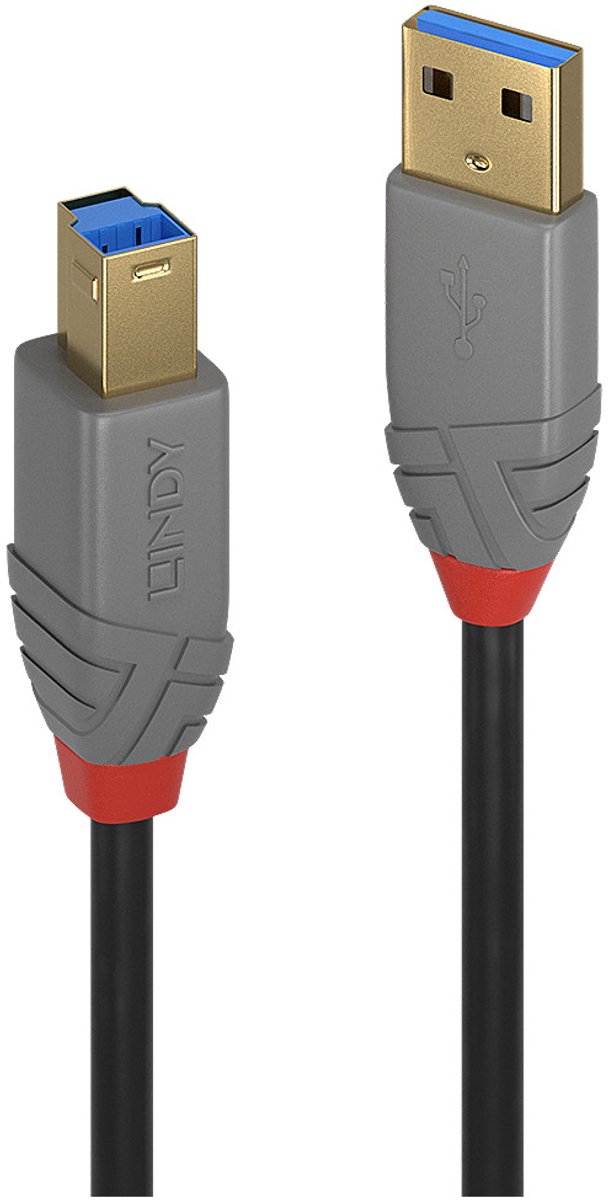 LINDY USB-kabel USB 3.2 Gen1 USB-A-hanstik, USB-B-hanstik 0.50 m Sort 36740