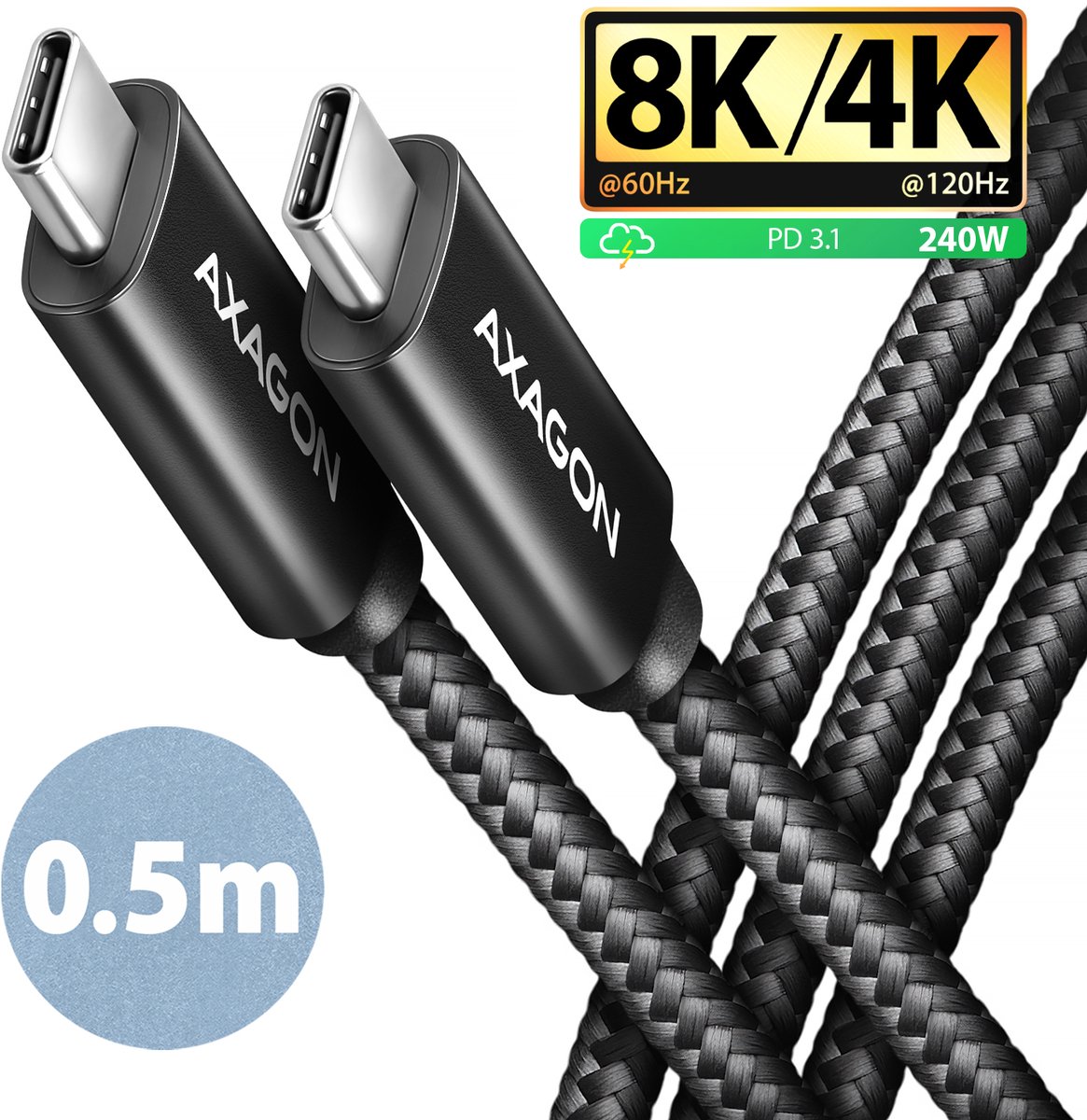 AXAGON BUCM4X-CM05AB USB-C® (USB 3.2 Gen 2)-kontakt USB-C®, USB-C® (USB4®) USB 3.2 Gen2, USB4™ Ultra HD-kompatibel BUCM4X-CM05AB