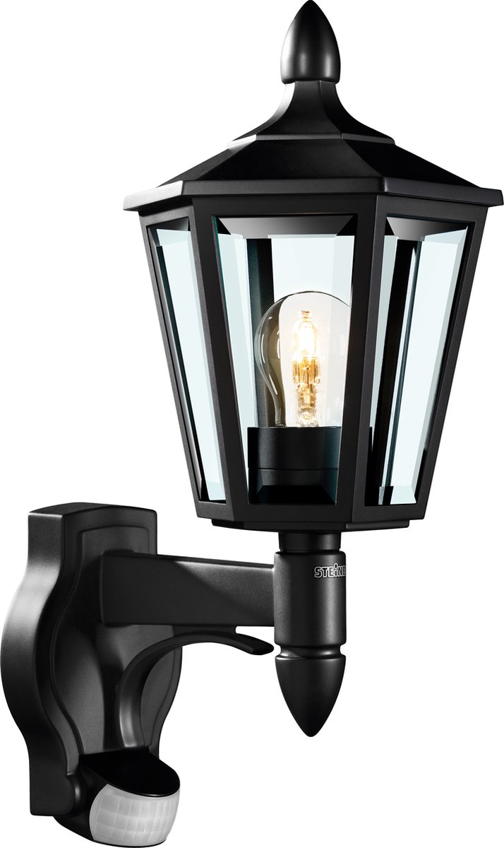 Steinel L 15 S 617813 Udendørs vægbelysning med bevægelsessensor Energisparepære, LED (RGB) E27 60 W Sort