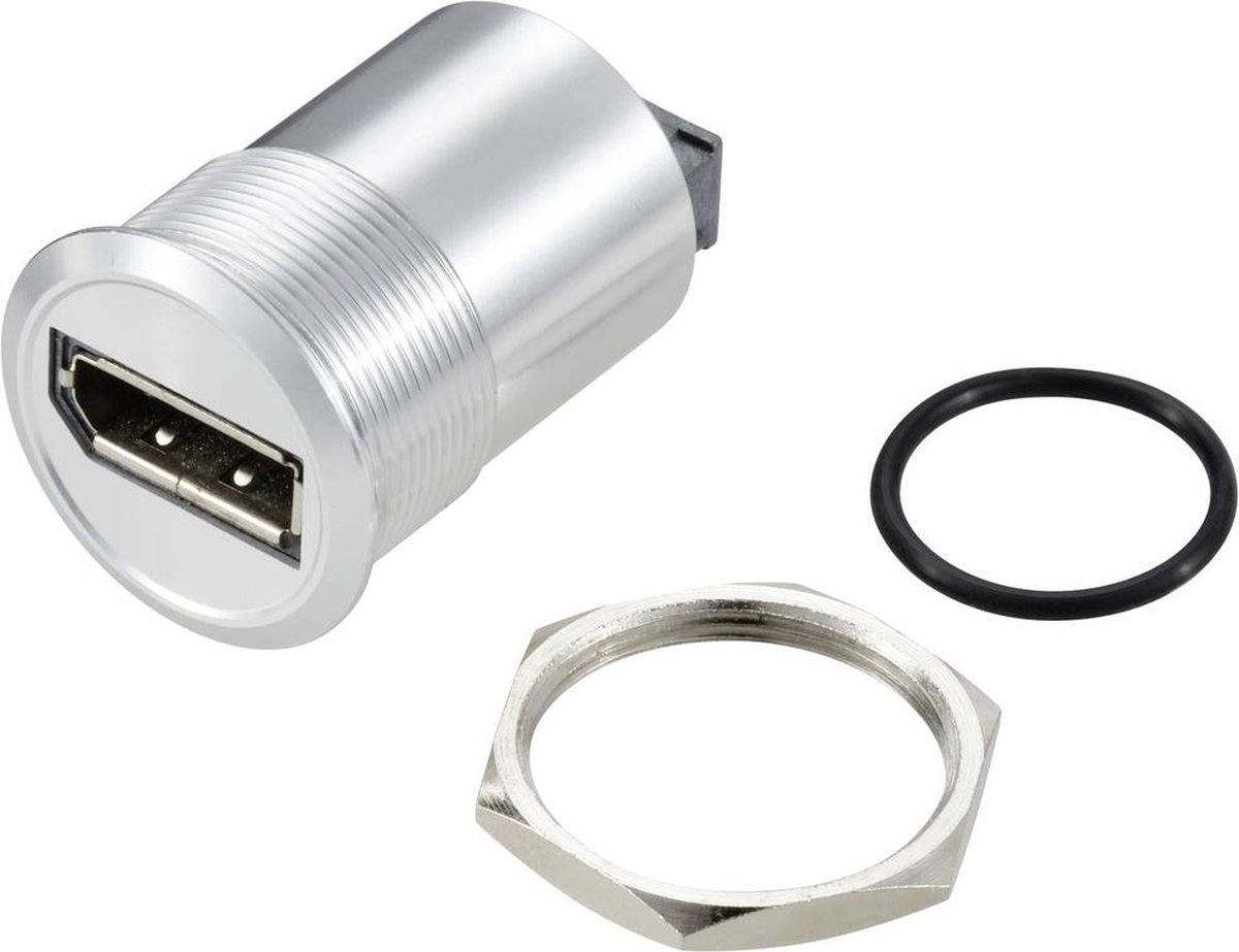 TRU COMPONENTS TC-11980476 Display Port 1,2 Panel-adapter bøsning DisplayPort-bøsning - DisplayPort-bøsning Sølv Indhold: 1 stk