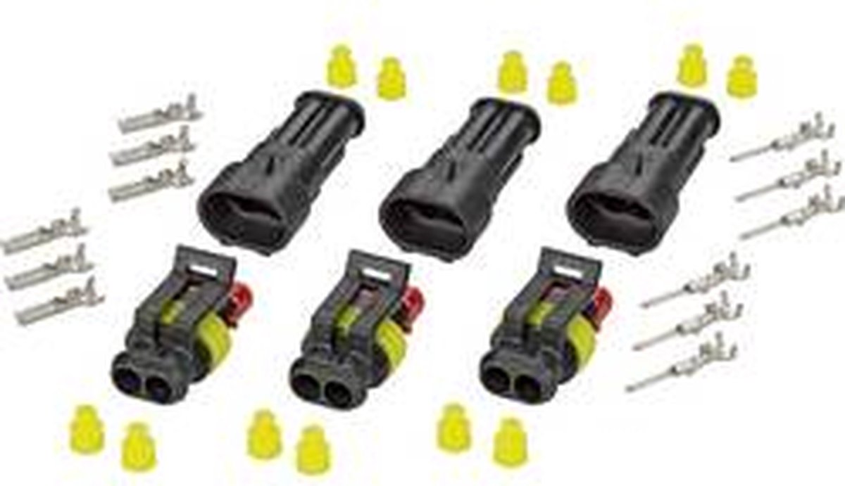 TE Connectivity Superseal sæt AMP-Superseal 1.5mm Series Samlet antal poler 2 Rastermål: 6 mm 30S003 1 Set