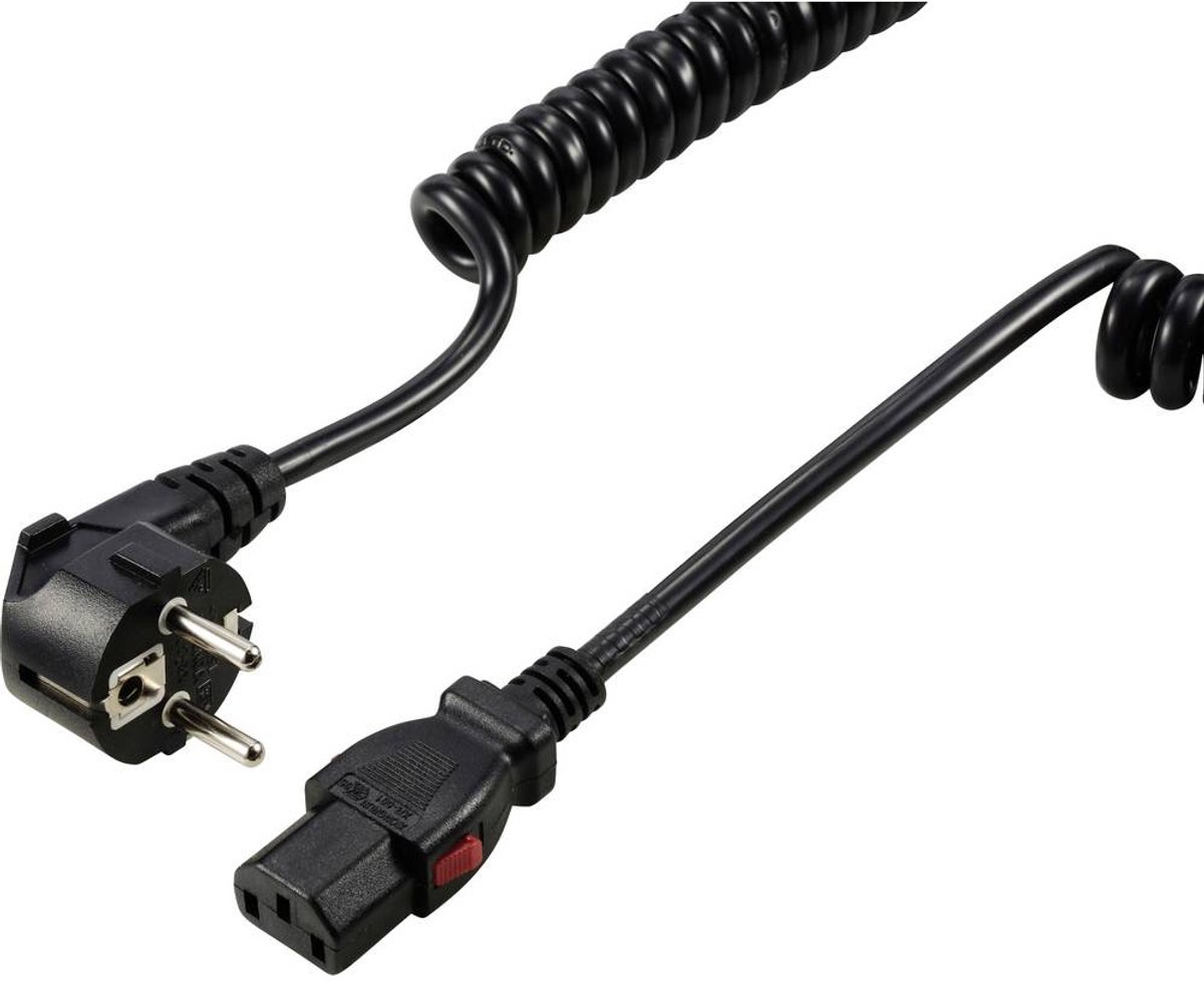 Sygonix SY-6733074 Koldapparater Tilslutningskabel Sort 3 m Kan låses, Spiralkabel