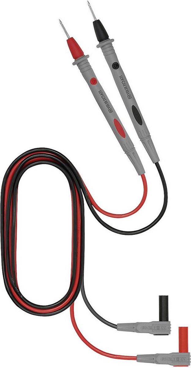 Weidmüller 125S_2606 Sikkerhedsprøveledning sæt Lamelstik 4 mm Testspids 1.00 m Sort, Rød 1 stk