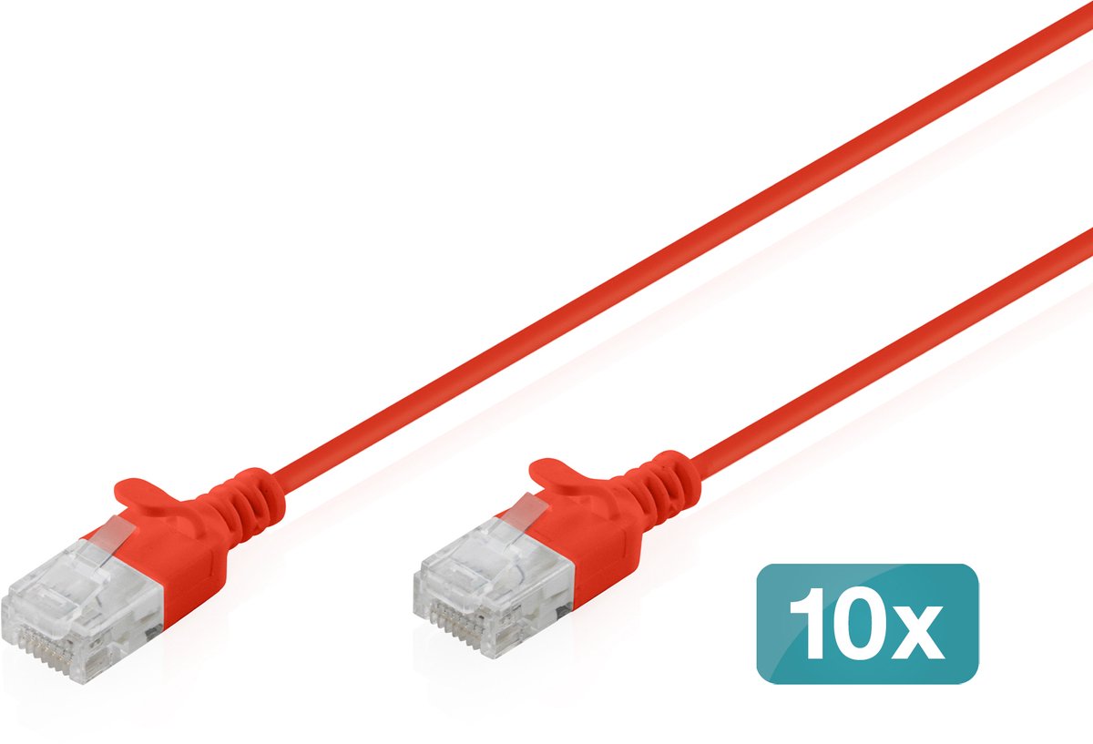 Digitus DK-1618-050S-R-10 RJ45 Netværkskabel, patchkabel CAT 6 U/UTP 5 m Rød  10 stk