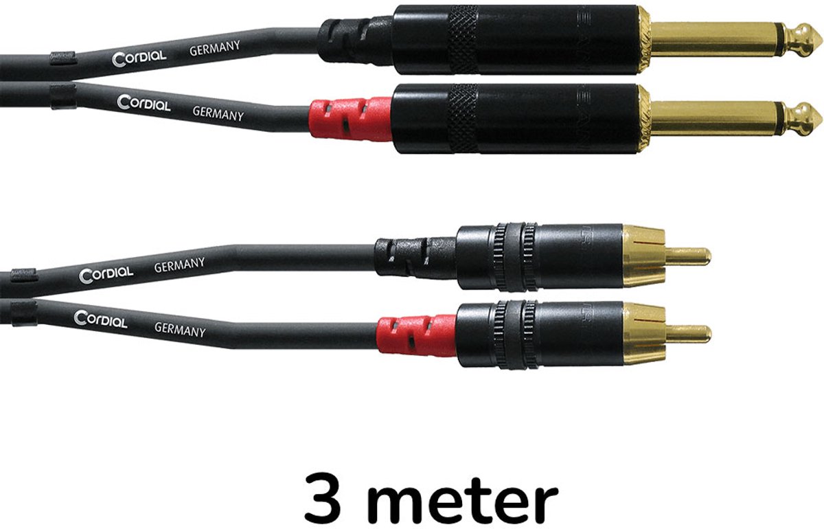 Cordial CFU3PC Audio Adapterkabel [2x Jackstik 6,3 mm - 2x Cinch-stik] 3.00 m Sort