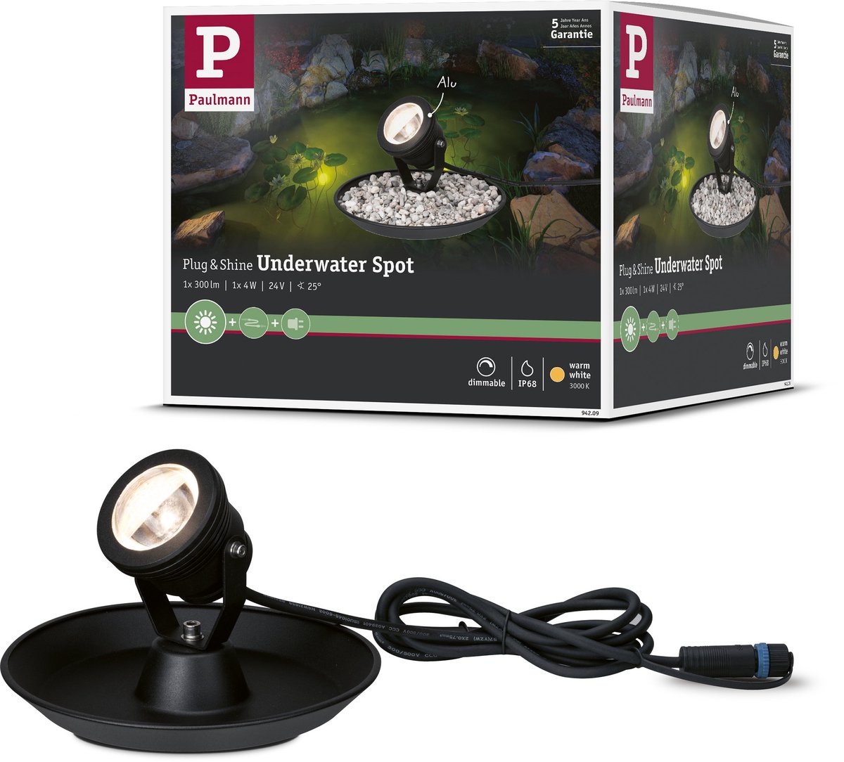Paulmann Underwater 94209 Belysningssystem Plug&Shine LED-damlampe LED (RGB) 4 W Varmhvid Sort (blank)