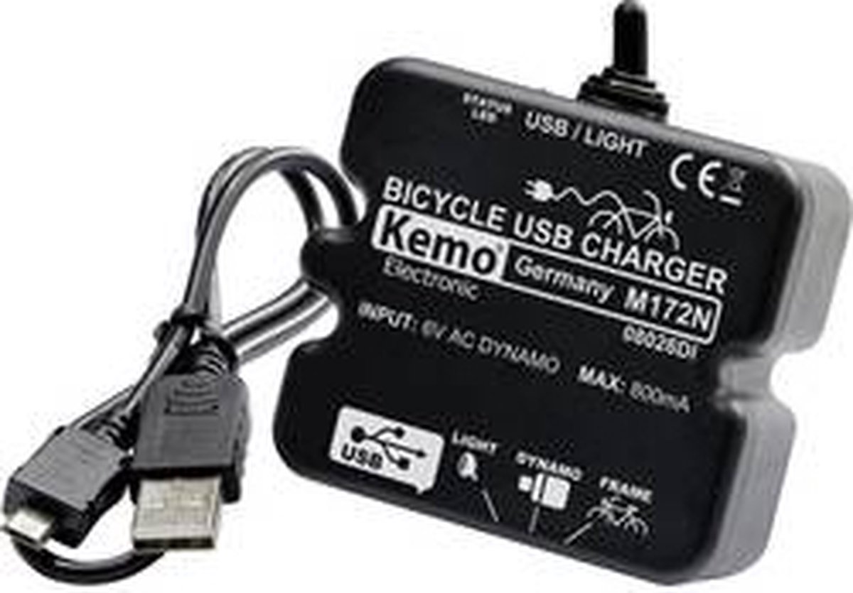 Kemo M-172N - USB Laderegulator til cykel Sort
