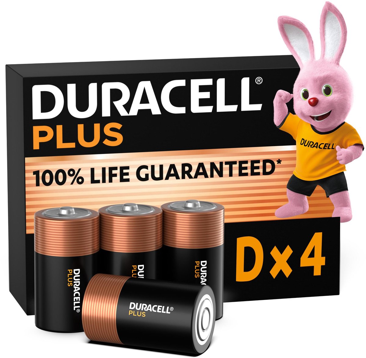 D-batteri Duracell Plus-D K4 Alkali-mangan 1.5 V 4 stk