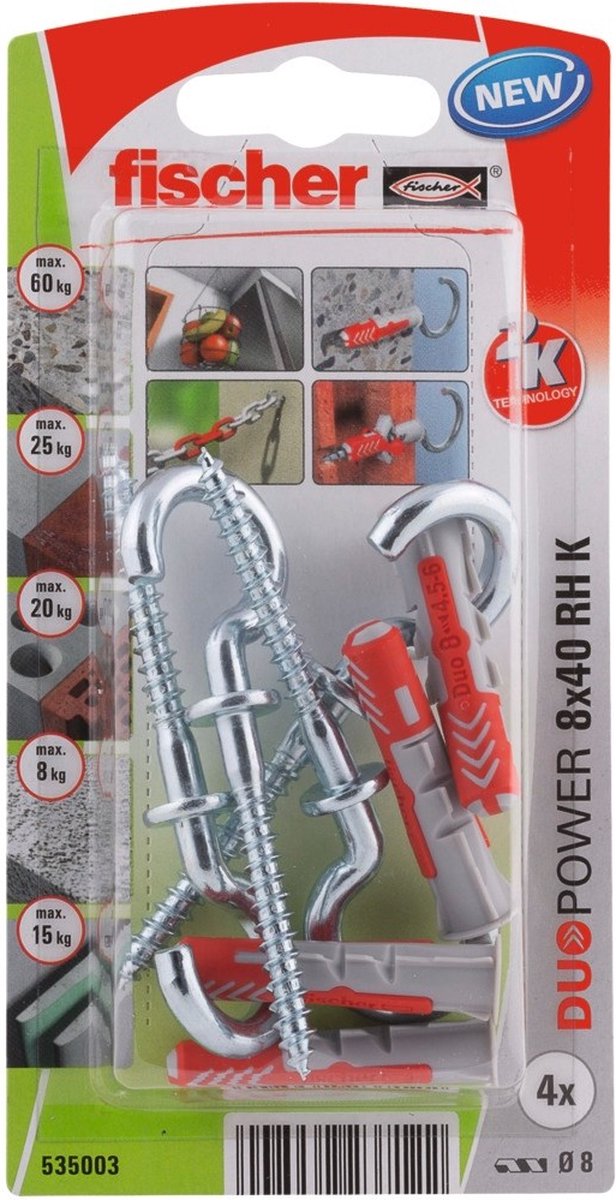 Fischer 535003 DuoPower 8 x 40 RH K NV Rawplugsæt 40 mm 8 mm 1 Set