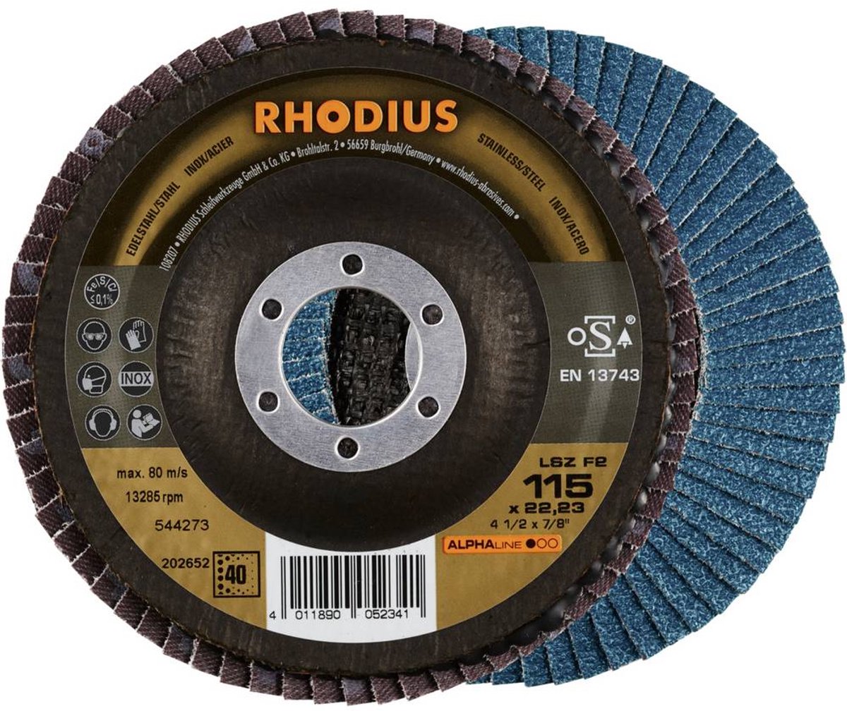 Rhodius 202652 LSZ F2 Lamelslibeskive Kornstørrelse 40 Rustfrit stål, Stål 10 stk